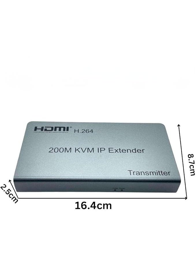 مُمدد HDMI وKVM عبر الشبكة لمسافة 200 متر – يدعم التوصيل من جهاز إرسال لـ20 شاشة – تحكم في الكمبيوتر بالكيبورد والماوس + ريموت – سويتش تلقائي بزر ضغط - Image 4