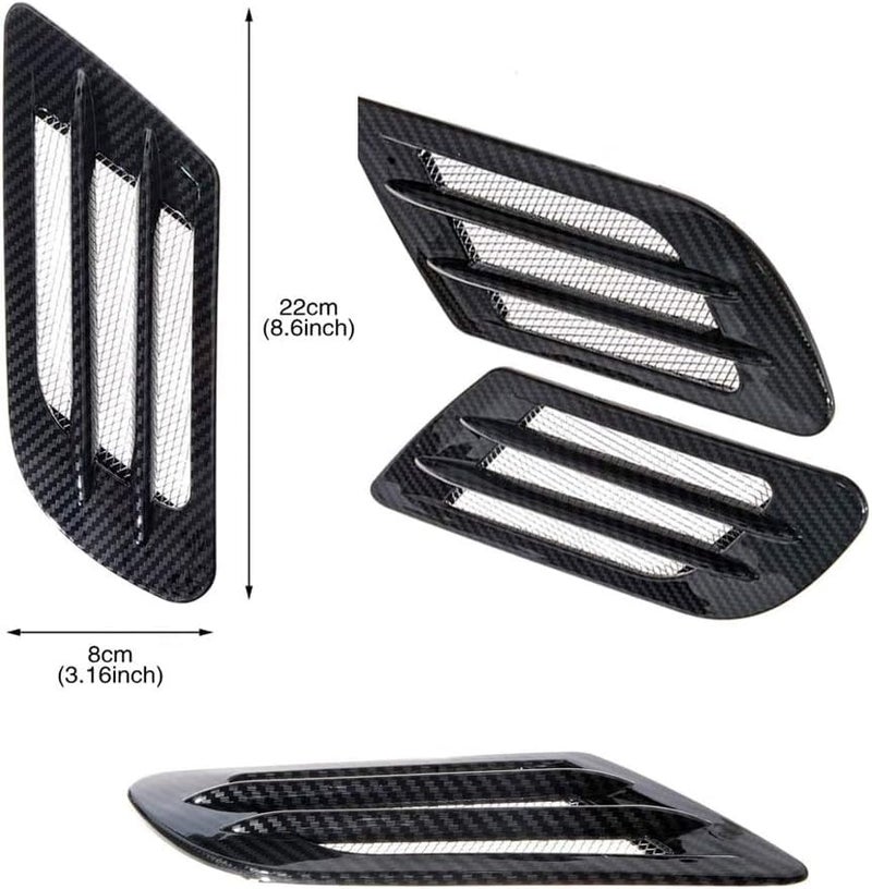 YOURKARTS.COM Car Decorative Air Flow Duct Racing Side Scoop Vent Air Flow Sticker Universal for All Cars (Carbon Finish) - Image 4