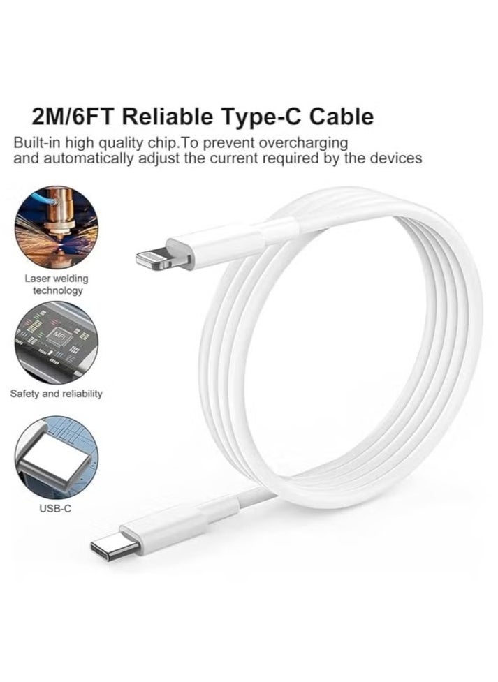 Generic - 20W USB C Fast Wall Charger with USB C to Lightning Cable Compatible with iPhone 14/14 Pro/14 Pro Max/13/12/SE2020/11/XR/XS Max/X/iPad - Image 1