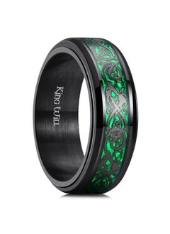 Mens Spinner 8Mm Stainless Steel Ring Anxiety Fidget Ring Black Celtic Dragon Green Carbon Fiber Inlay Fidget Wedding Ring 9.5 - pzsku/Z17673D28EA81709A8B9DZ/45/_/1687933754/8aa1bb1a-ab86-4a89-b24b-0eeb4f7427cf