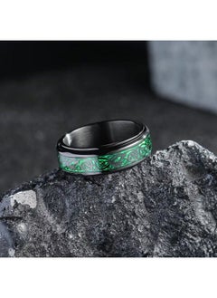 King Will Mens Spinner 8Mm Stainless Steel Ring Anxiety Fidget Ring Black Celtic Dragon Green Carbon Fiber Inlay Fidget Wedding Ring 9.5  - Image 3