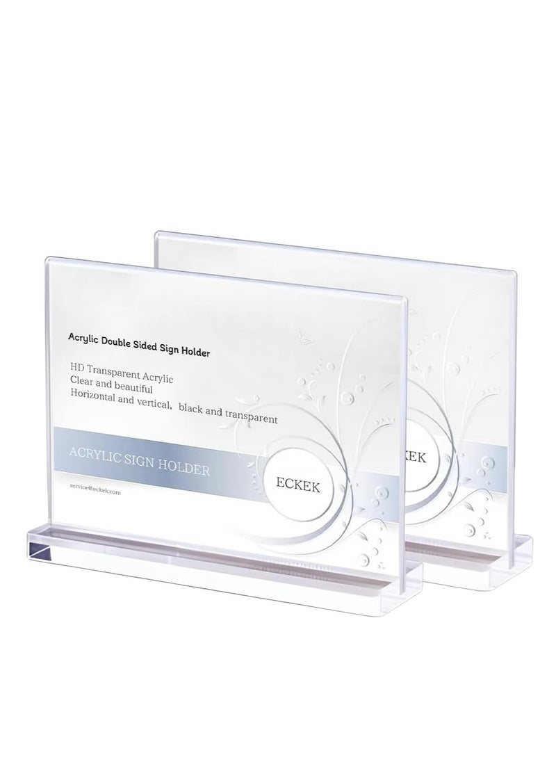 Eckek Eckek 2 Pack Acrylic Sign Holder Menu Displays Double Sided Sign Stand A4/A5/A6 Clear  - Image 1