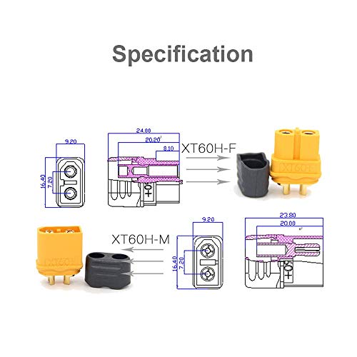 MCIGICM 10 Pair XT60H (XT60 Upgrade) Male Female Bullet Connectors Plugs - Image 5