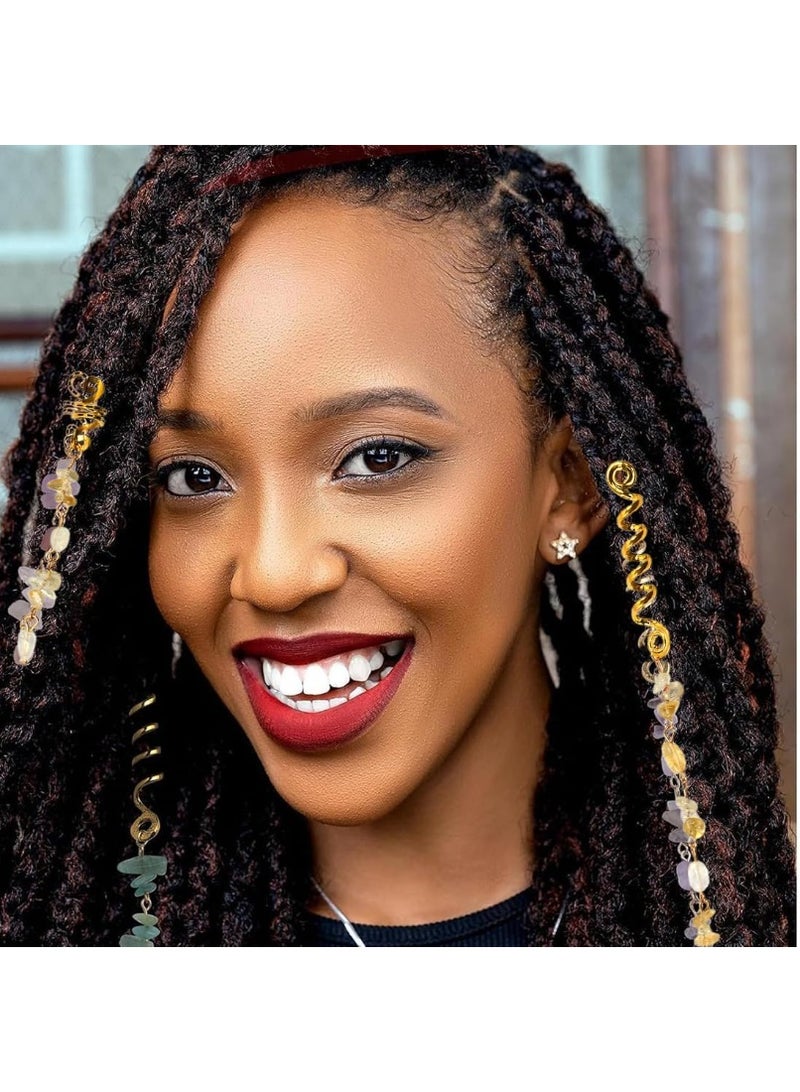 مجموعة من 4 مشابك شعر حلزونية ومجوهرات وخرز ومشابك شعر ومشابك شعر حلزونية وإكسسوارات شعر وضفائر ومجوهرات وإكسسوارات شعر (ذهبي) - Image 4