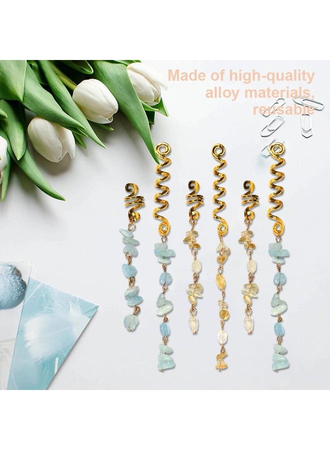 مجموعة من 4 مشابك شعر حلزونية ومجوهرات وخرز ومشابك شعر ومشابك شعر حلزونية وإكسسوارات شعر وضفائر ومجوهرات وإكسسوارات شعر (ذهبي) - Image 3