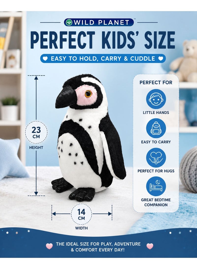 Wild Planet Cape Penguin Plush Toy 23cm Soft Stuffed Penguin Doll for Kids Realistic Black & White Penguin Animal Plush Cute Cuddly Wildlife Ocean Bird Soft Toy for Boys & Girls Bedtime Hugging Gift Birthday Gift Educational Plush - Image 3