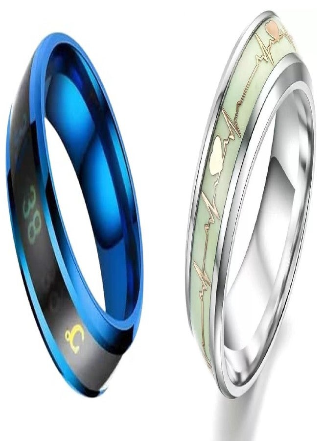 IGA COLLECTION Valentine Stylish Fashionable Latest Combo ECG & Blue Temperature Ring W1 (20) - Image 1