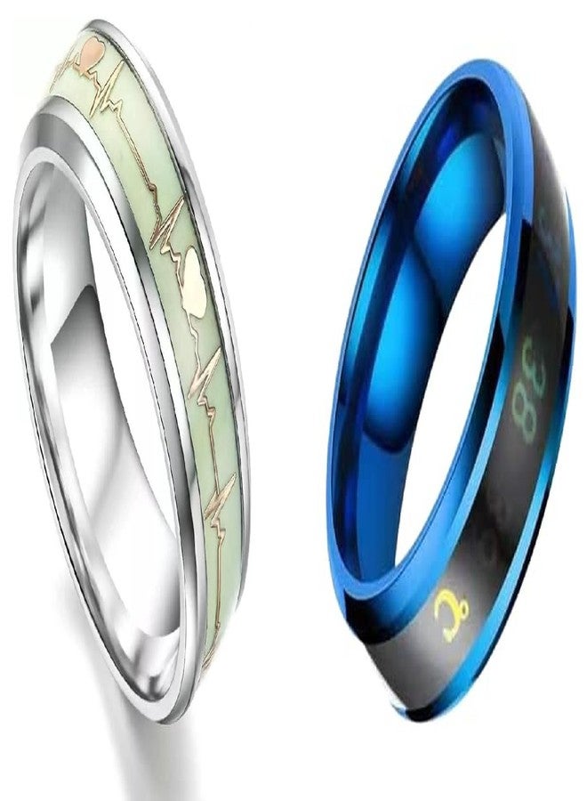 IGA COLLECTION Valentine Stylish Fashionable Latest Combo ECG & Blue Temperature Ring W1 (20) - Image 3