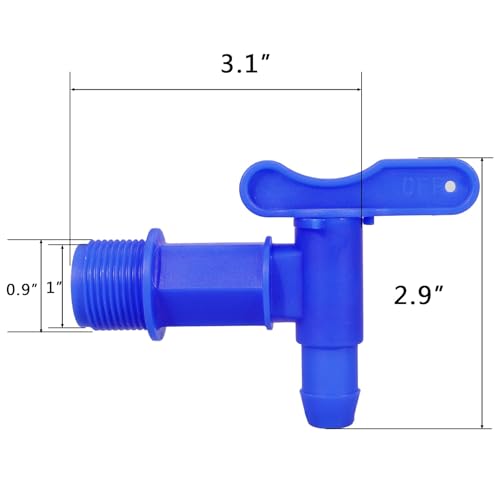 MUGLIO 3/4" Drum Spigot Faucet Pail Taps with EPDM Gasket Polypropylene Construction FDA Compliant Materials NPT Connection for Plastic Gallon Drums by MUGLIO（Blue） - Image 3