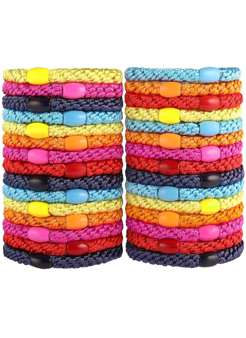 Funtopia - Bracelet Hair Ties for Women Girls Funtopia 30 Pcs Colorful Elastics Hair Bands Ponytail Holders for Thick Hair No Metal No Damage Soft Hair Ties with Bead Bulk Set - Image 1