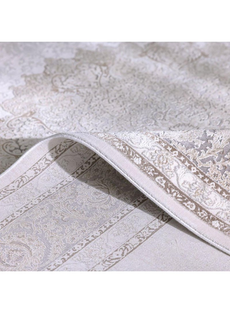 DANUBE HOME Luxura Artsilk Modernclassic Rug  Acrylic Area Rug Floor Covering L230xW160cm-Grey Beige - Image 2