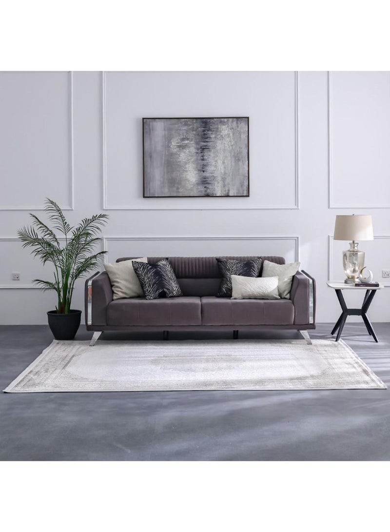 DANUBE HOME Luxura Artsilk Modernclassic Rug  Acrylic Area Rug Floor Covering L230xW160cm-Grey Beige - Image 5