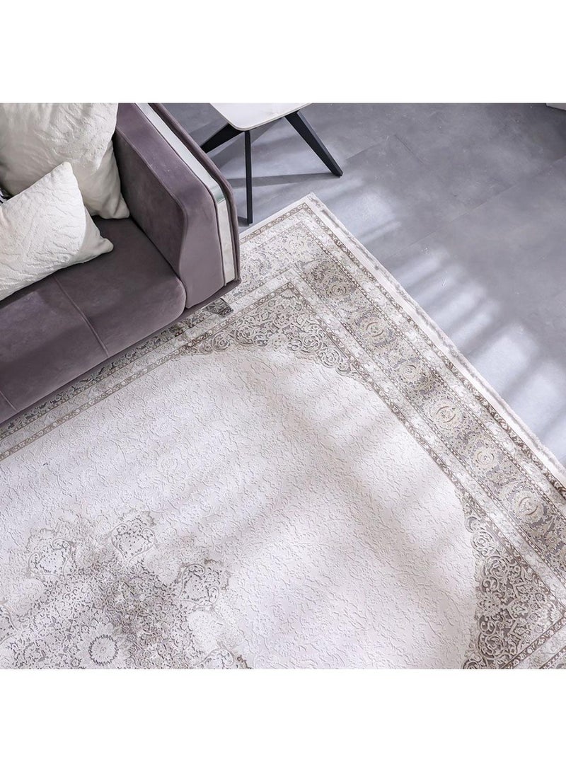 DANUBE HOME Luxura Artsilk Modernclassic Rug  Acrylic Area Rug Floor Covering L230xW160cm-Grey Beige - Image 1