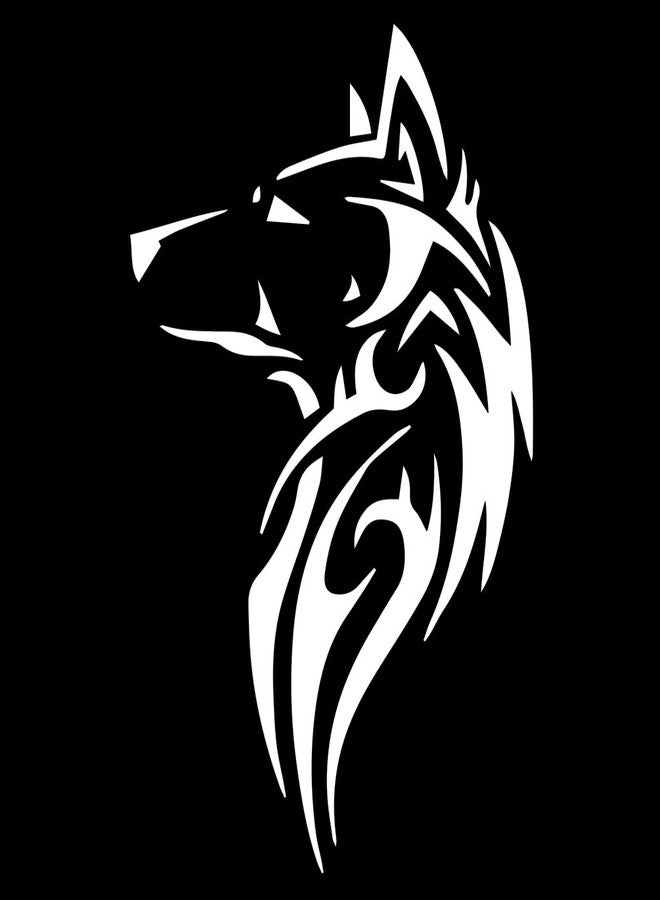 Tribal Wolf Silhouette 6" Vinyl Sticker Car Decal (6" Black)