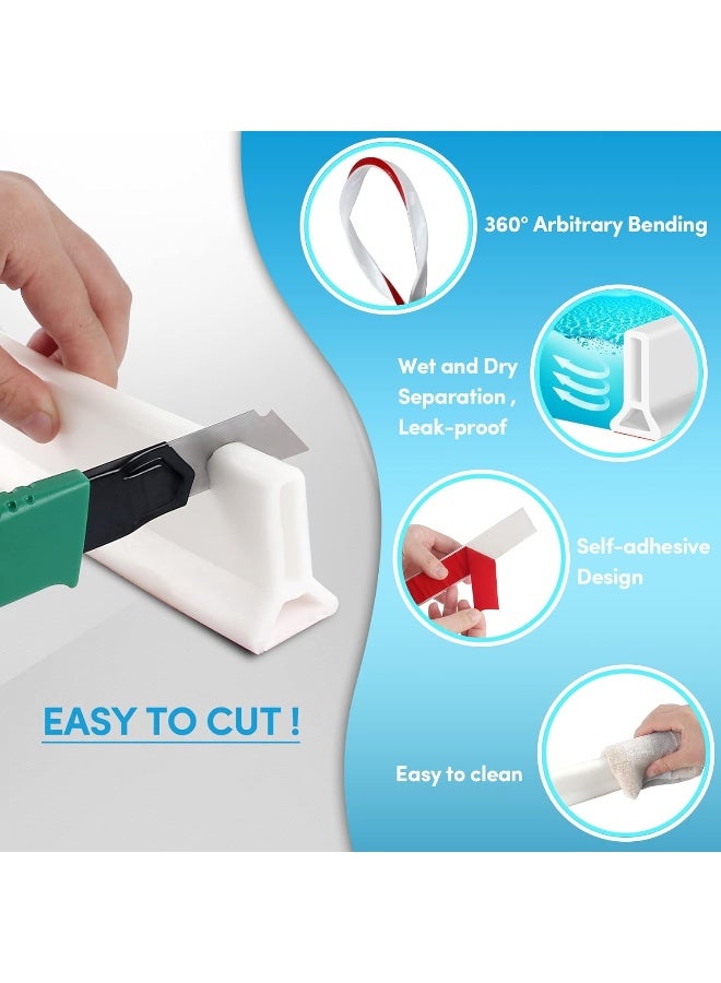 Poaker Silicone Floor Water Barrier Waterproof Self-Adhesive Bathroom Floor Seal Shower Dam Prevents Overflow Of Water Sink Edging Seal Strip Wet And Dry Separation 5 Meter  - Image 3