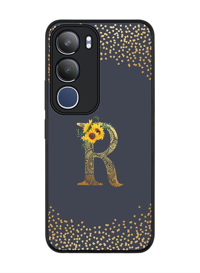 Stylizedd For vivo Y19s / Y19s Pro Case,Slim fit Camera Protection, Shockproof Thin Phone cover  - Custom Floral Monogram - R  (Grey )