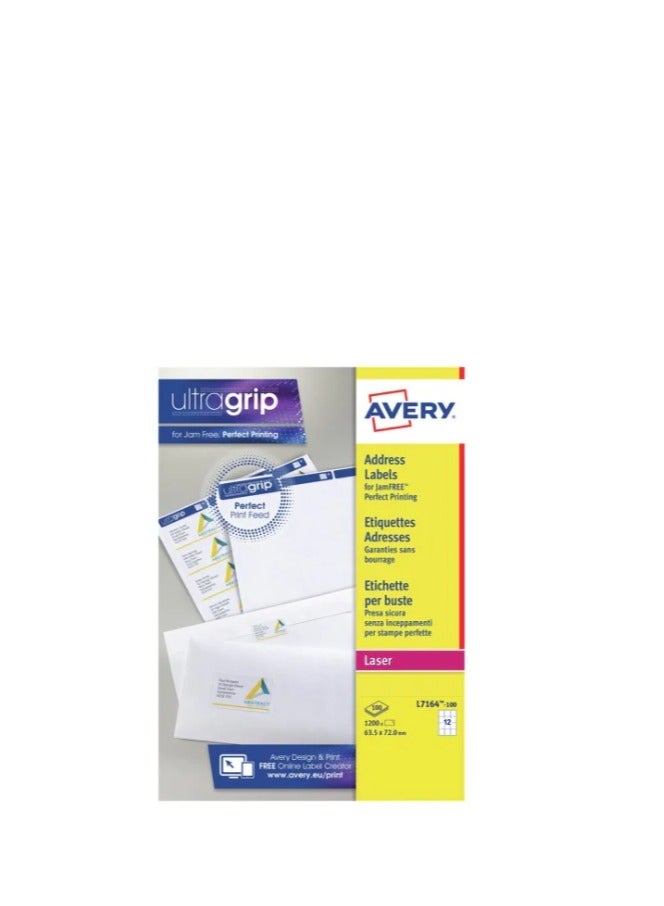 AVERY Avery Purpose Form L7164-100 Address-Labels, 63.5 x 72 mm, 100 Sheet/1.200 Labels, White 