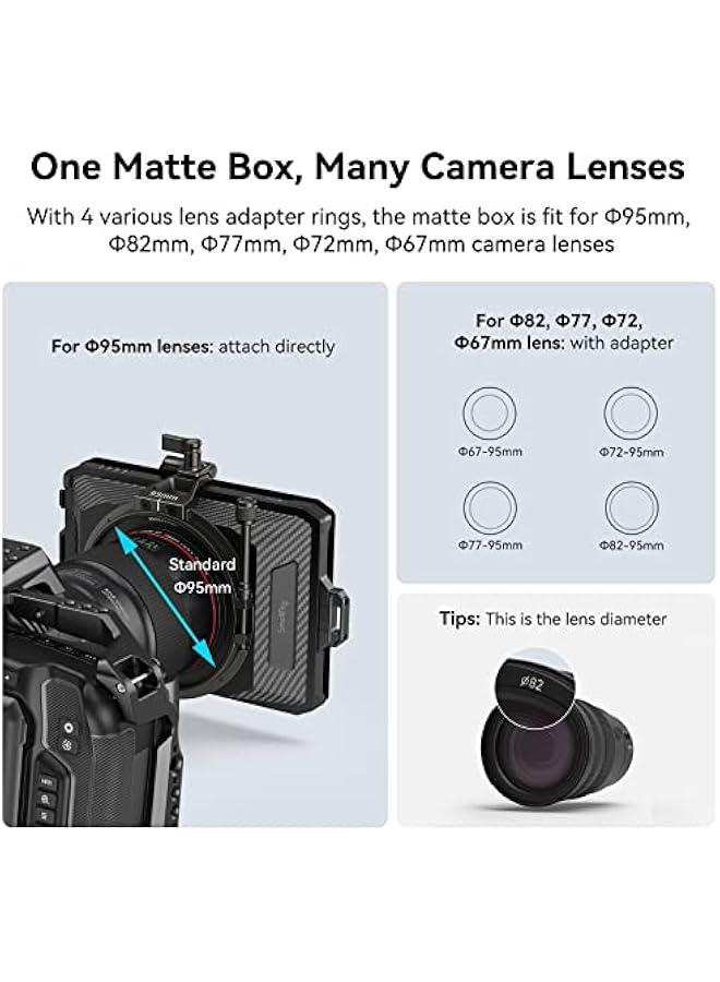 SmallRig Mini Matte Box Lite for 67mm/72mm/77mm/82mm/95mm Lenses, with Carbon Fiber Top Flag and 4x5.65 Filter - 3575 - Image 5