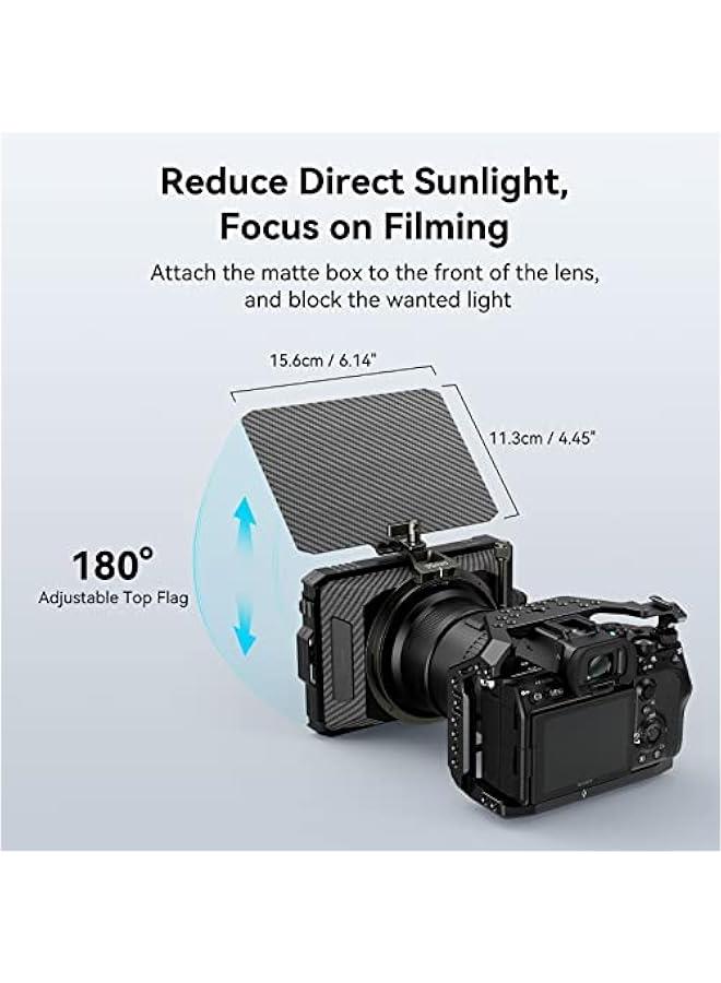 SmallRig Mini Matte Box Lite for 67mm/72mm/77mm/82mm/95mm Lenses, with Carbon Fiber Top Flag and 4x5.65 Filter - 3575 - Image 2