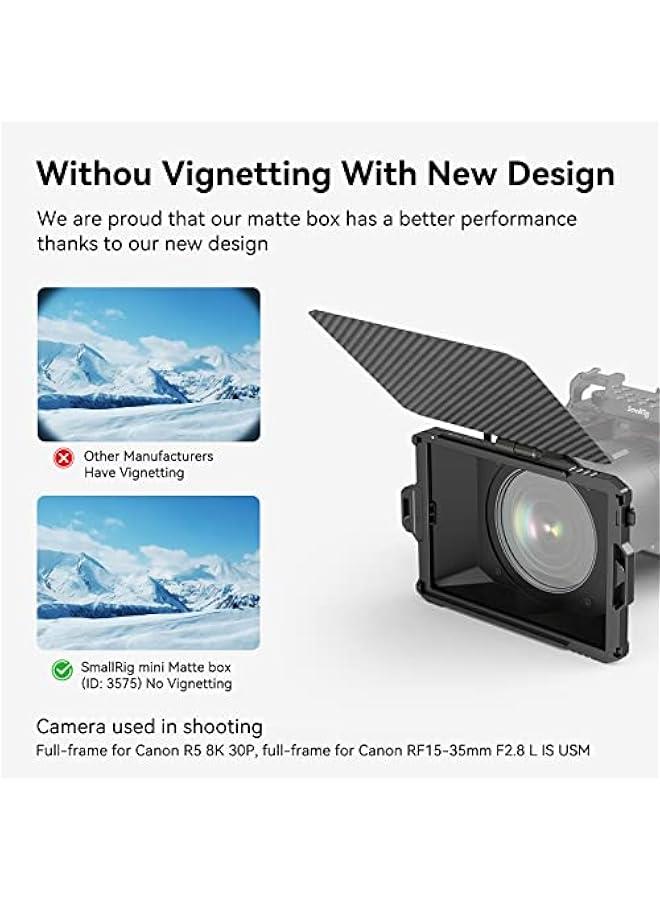SmallRig Mini Matte Box Lite for 67mm/72mm/77mm/82mm/95mm Lenses, with Carbon Fiber Top Flag and 4x5.65 Filter - 3575 - Image 4