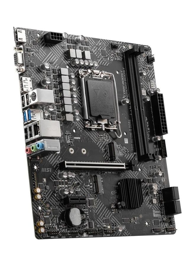 إم اس أي اللوحة الأم Pro H610M-G DDR4 Micro-ATX، مقبس LGA 1700، مجموعة شرائح H610، 1x وحدة تحكم Intel I219V Gigabit LAN، فتحتان DIMM، فتحة M.2، PCI-E X16، SATA III، HDMI، VGA، DP، - Image 3