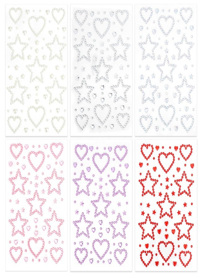 Ynaquest Face Gems, Self Adhesive Face Gems for Women 3D Star Heart Shape Jewels Face Rhinestone Stickers Sparkly Face Jewels for Makeup for Face Eye Hair Body Nail Crafts Festival Decal Decor - Image 1