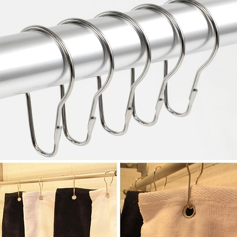 Pack Of 30 Pieces Curtain Rings With Hooks For Bathroom Living Room Bedroom Kitchen Shower Curtain Rings - Image 2