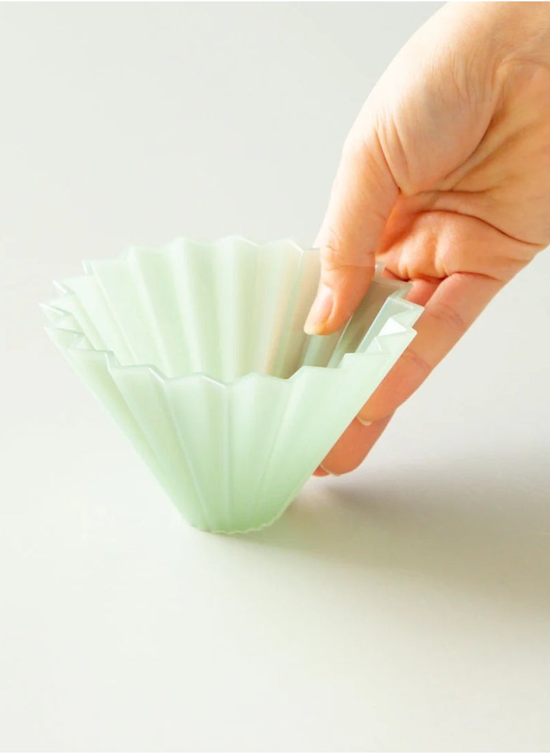 Origami - Dripper Air S with Plastic Holder - Pour Over Coffee Maker for 1-2 Cups - Made of AS Resin - Compatible with VCF-01 and Wave 155 filters - Color Matt Green - Image 1
