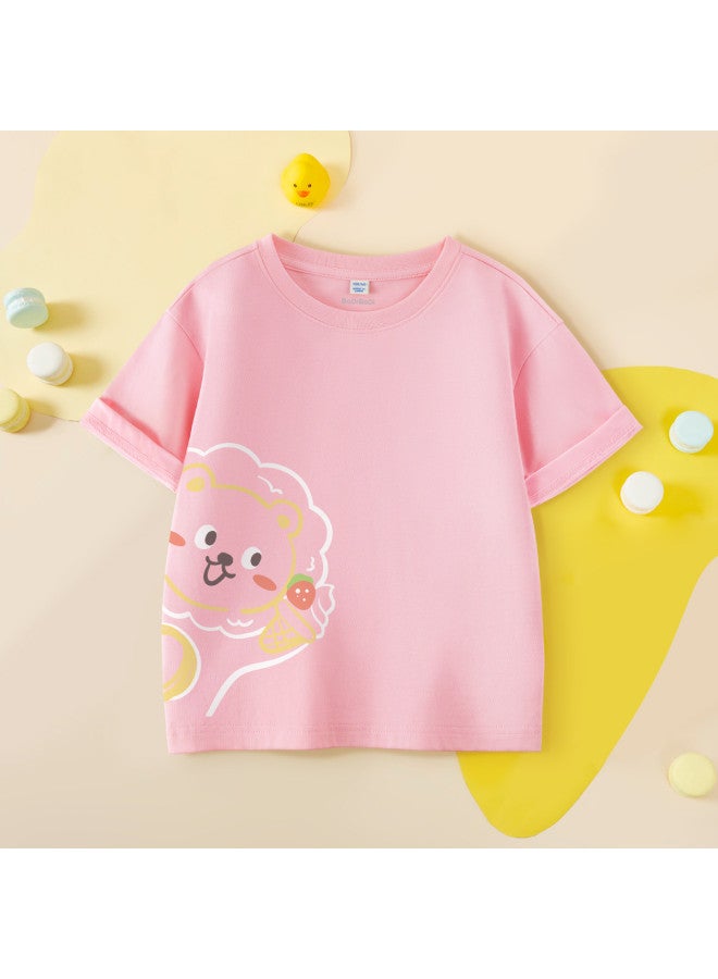 Badibadi Girls' Short Sleeve T-shirt 2025 Summer Cotton Top, Big Kids Sportswear, Children's Summer Clothing - Image 2