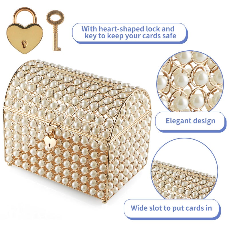 MOLIGOU Wedding Card Box with Lock, Elegant Wedding Money Box Holder, Envelope Card Holder for Party - Image 3