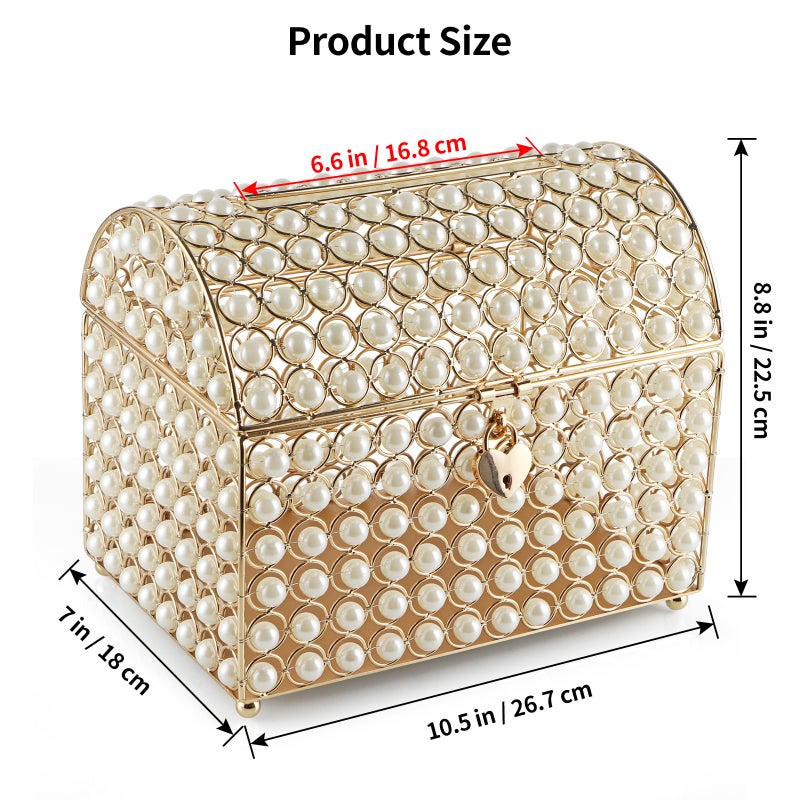 MOLIGOU Wedding Card Box with Lock, Elegant Wedding Money Box Holder, Envelope Card Holder for Party - Image 2