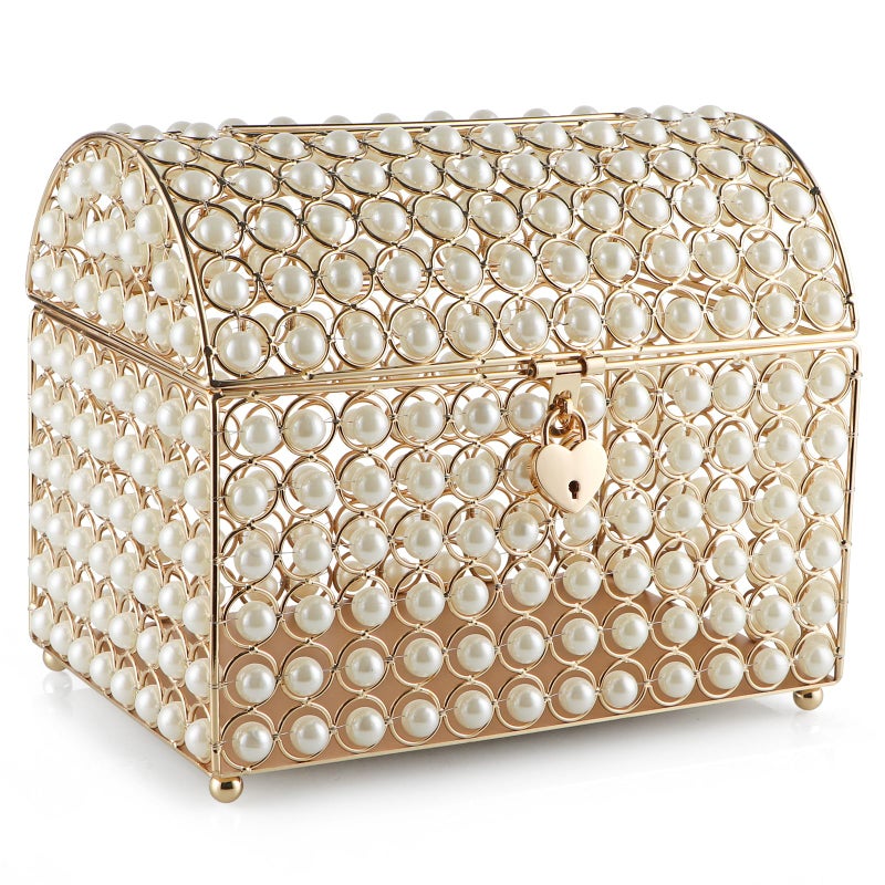 MOLIGOU Wedding Card Box with Lock, Elegant Wedding Money Box Holder, Envelope Card Holder for Party - Image 1