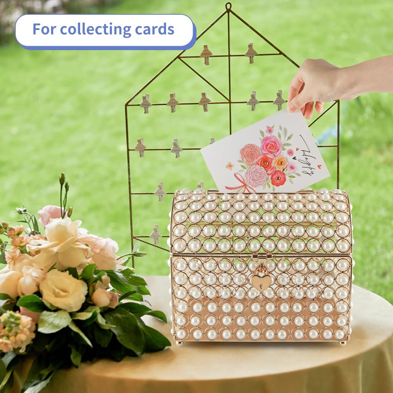 MOLIGOU Wedding Card Box with Lock, Elegant Wedding Money Box Holder, Envelope Card Holder for Party - Image 4