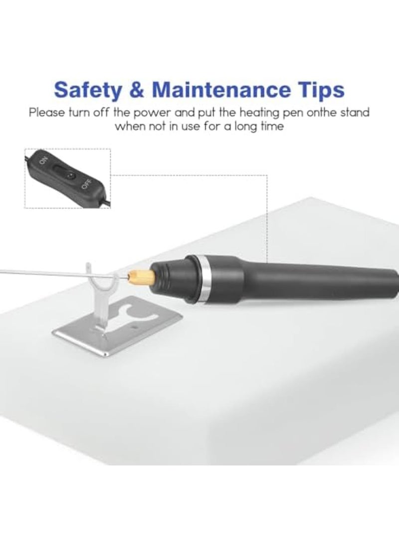 SYOSI 3-in-1 Hot Wire Knife Foam Cutter Tool Set, Electric Styrofoam Cutting Tool with 3 Cutting Pen Attachments, Ideal for Foam Board, Styrofoam Arts, Handcrafts, DIY Projects (Black) - Image 3