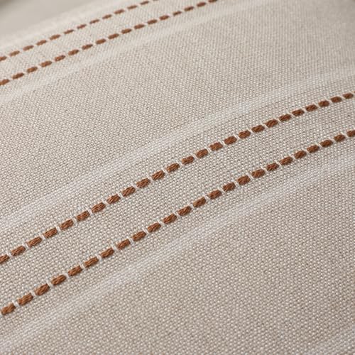 Hckot Rust Throw Pillow Covers 20x20 Set of 2 Striped Fall Pillow Covers Textured Linen Decorative Pillows Square Cushion Covers for Sofa Couch Bed Living Room Farmhouse Decor(Caramel) - Image 3