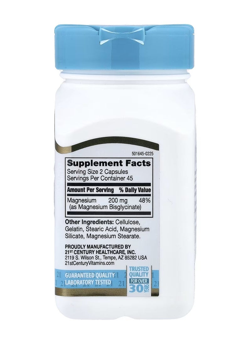 21st Century Magnesium glycinate capsules, 200 mg per serving, 90 capsules - Image 2