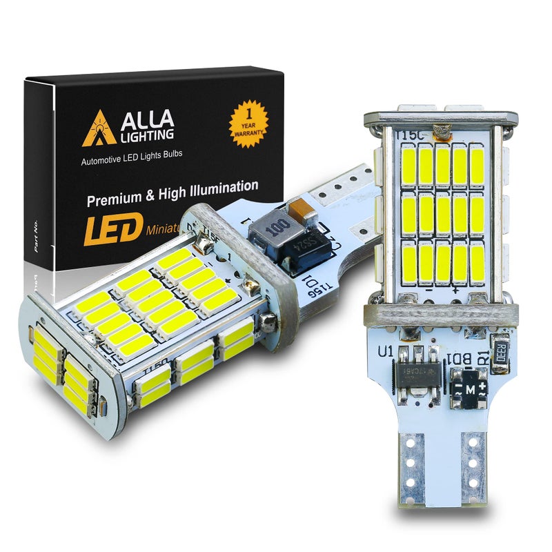 Alla Lighting 2600lm T10T15 912 921 Strobe LED Backup Reverse 3rd Brake Lights Bulbs 6000K White Super Bright 922 W16W 906 4014SMD Flashing Lamps for Cars Trucks RVs SUVs