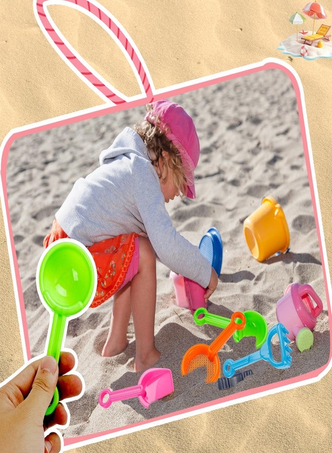 Feradny 48 Pcs 5.5 Inch Mini Beach Sand Shovels Colorful Plastic Rake Shovel Sifter Beach Toys for Kids Teens Boys Girls Garden Summer Party Shoveling Sand and Snow, 4 Styles - Image 4