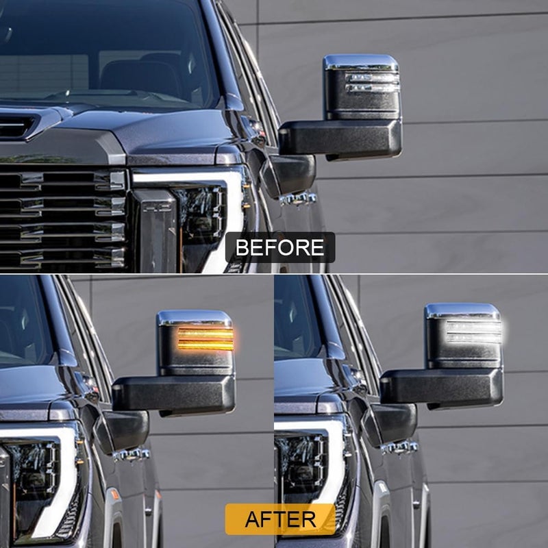 ROCCS Sequential Amber Turn Signal Switchback LED Side Tow Mirror Marker Light White DRL Parking Lights fit for 2020 2021 2022 2023 2024 Chevy Silverado/GMC Sierra 2500 3500,Smoked Lens - Image 3
