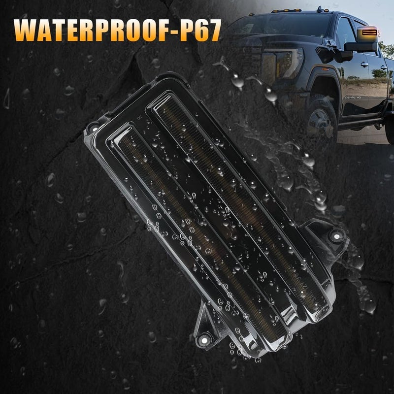 ROCCS Sequential Amber Turn Signal Switchback LED Side Tow Mirror Marker Light White DRL Parking Lights fit for 2020 2021 2022 2023 2024 Chevy Silverado/GMC Sierra 2500 3500,Smoked Lens - Image 5