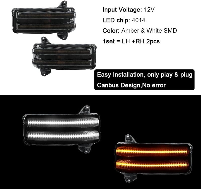 ROCCS Sequential Amber Turn Signal Switchback LED Side Tow Mirror Marker Light White DRL Parking Lights fit for 2020 2021 2022 2023 2024 Chevy Silverado/GMC Sierra 2500 3500,Smoked Lens - Image 2