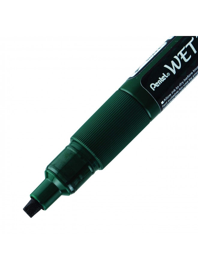 Pentel علامة الطباشير القابلة للمسح من بنتل آرتس، طرف مائل، حبر أسود، علبة من 12 - Image 4