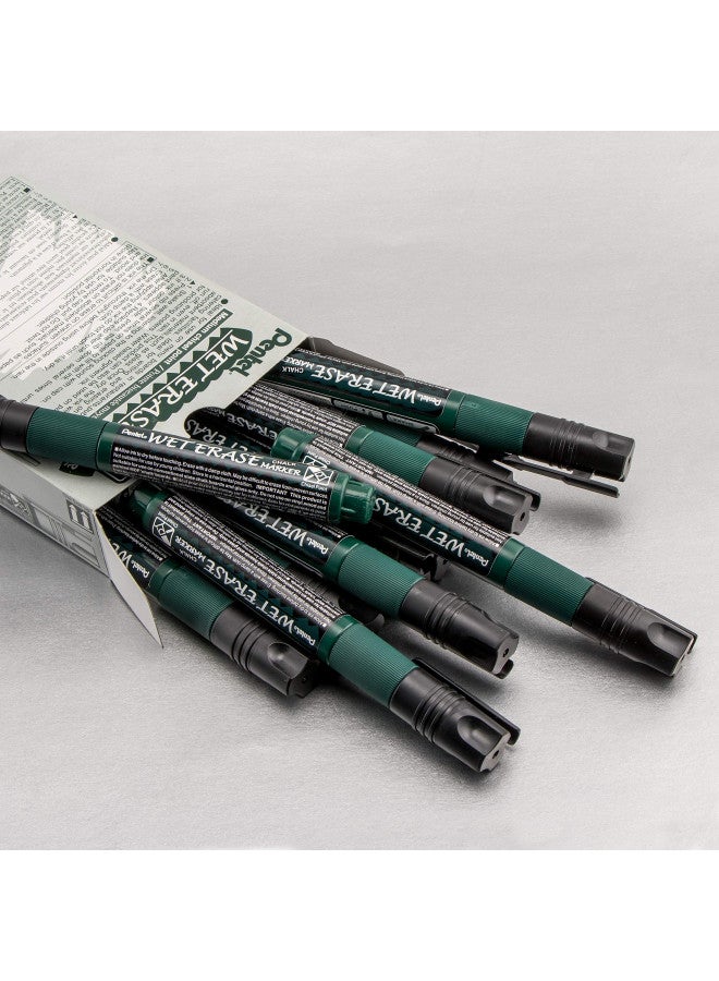 Pentel علامة الطباشير القابلة للمسح من بنتل آرتس، طرف مائل، حبر أسود، علبة من 12 - Image 2