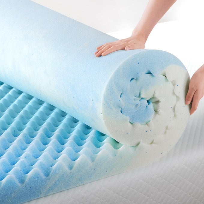 15 INCH SWIRL GEL COOLING MEMORY FOAM MATTRESS TOPPER SMALLER MORE CONVENIENT WONDERBOX PACKAGING COOLING AIRFLOW DESIGN CERTIPURUS CERTIFIED TWIN