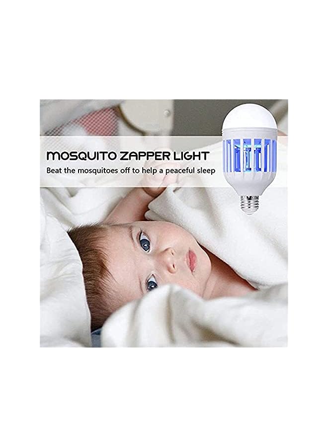 Bug Zapper Light Bulb 2 In 1 Mosquito Killer Lamp Uv Led Electronic Insect And Fly Killer Trap Indoor Electric Mosquito Zapper With Blue Lights For Home Kitchen Bedroom Baby Room Office