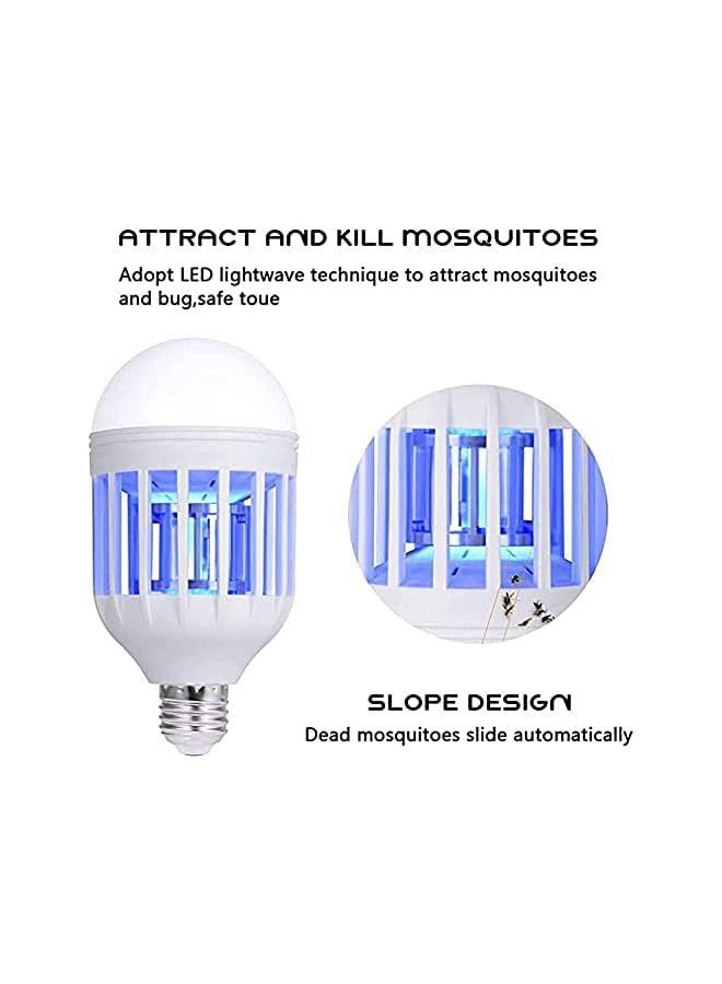 Bug Zapper Light Bulb 2 In 1 Mosquito Killer Lamp Uv Led Electronic Insect And Fly Killer Trap Indoor Electric Mosquito Zapper With Blue Lights For Home Kitchen Bedroom Baby Room Office