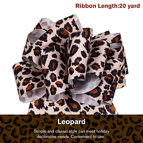 Chuangdi Leopard Print Ribbon 1.5 Inch 20 Yards Cheetah Print Ribbon Grosgrain Christmas Animal Leopard Craft for Hair Bows Headbands Making and Craft Wrapping - Image 2