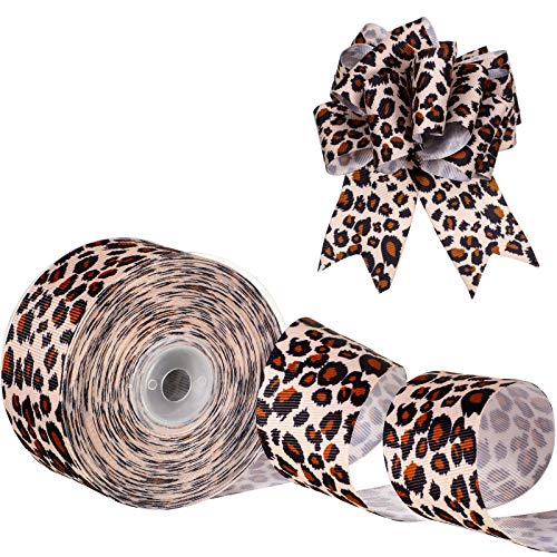 Chuangdi Leopard Print Ribbon 1.5 Inch 20 Yards Cheetah Print Ribbon Grosgrain Christmas Animal Leopard Craft for Hair Bows Headbands Making and Craft Wrapping - Image 1