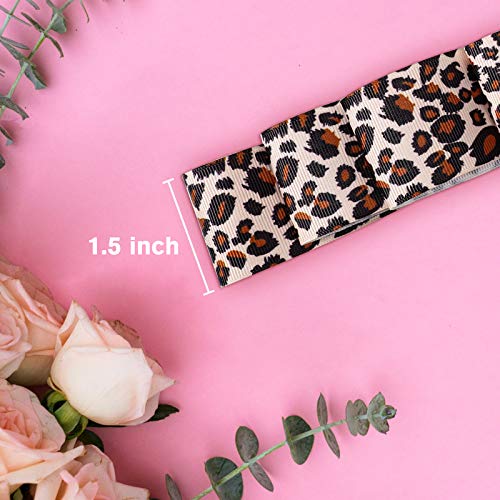 Chuangdi Leopard Print Ribbon 1.5 Inch 20 Yards Cheetah Print Ribbon Grosgrain Christmas Animal Leopard Craft for Hair Bows Headbands Making and Craft Wrapping - Image 3