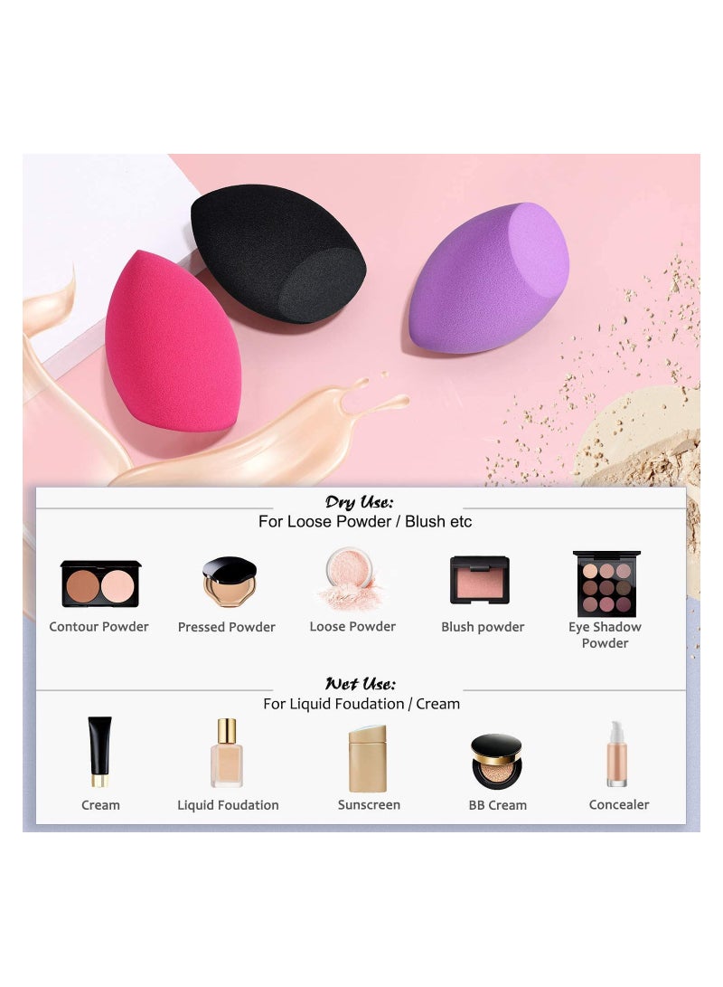 أوريتي عبوة من 3 إسفنجات لدمج كريم الأساس - أحمر/أسود/أرجواني - Image 3